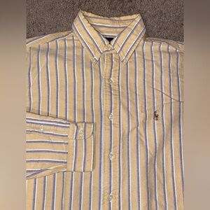 Ralph Lauren Classic Fit Button Up Down Mens Size Medium Yellow Dress Work Shirt
